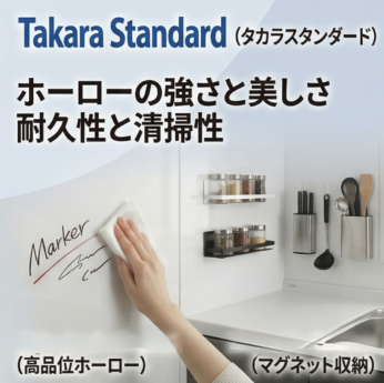 タカラスタンダード：ホーローのプロ。一生モノの丈夫さと、無敵の掃除しやすさ